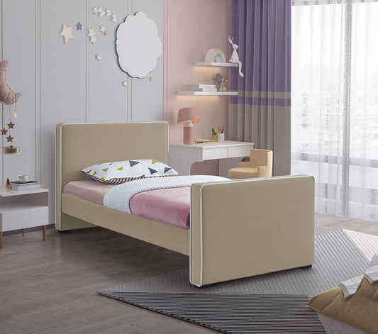 Meridian Furniture - Dillard Beige Velvet Twin Bed - DillardBeige-T veiw 2