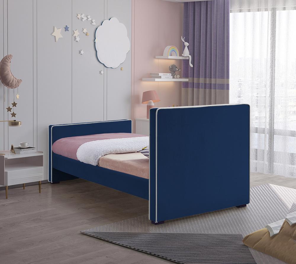 Meridian Furniture - Dillard Navy Velvet Twin Bed - DillardNavy-T veiw 6