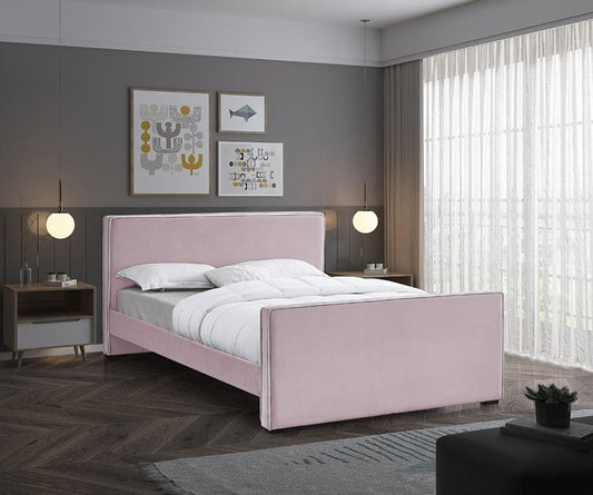 Meridian Furniture - Dillard Pink Velvet Full Bed - DillardPink-F veiw 2
