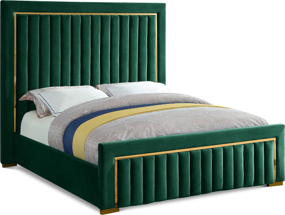 Meridian Furniture - Dolce Green Velvet Queen Bed - DolceGreen-Q veiw 1