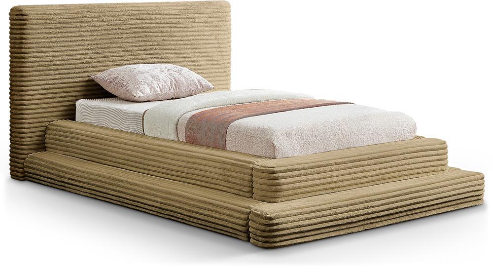 Meridian Furniture - Drew Camel Corduroy Fabric Twin Bed - DrewCamel-T veiw 1