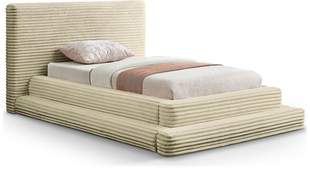 Meridian Furniture - Drew Cream Corduroy Fabric Twin Bed - DrewCream-T veiw 1