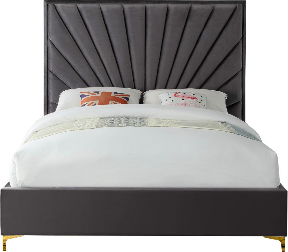 Meridian Furniture - Eclipse Grey Velvet Queen Bed - EclipseGrey-Q veiw 7