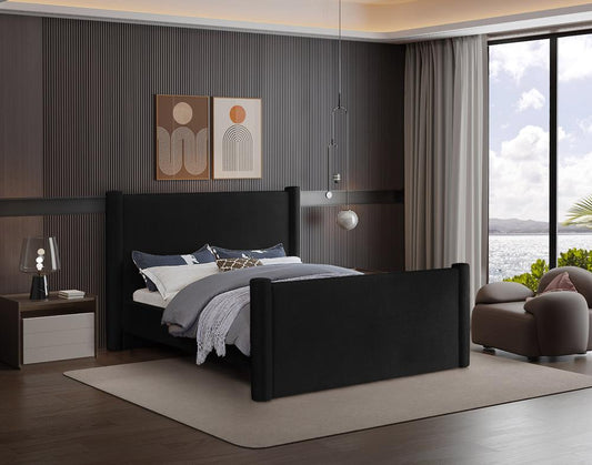 Meridian Furniture - Elias Black Velvet Full Bed - B1298Black-F veiw 2