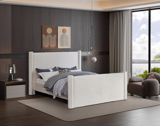 Meridian Furniture - Elias Cream Velvet Full Bed - B1298Cream-F veiw 2