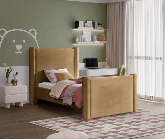 Meridian Furniture - Elias Saddle Velvet Twin Bed - B1298Saddle-T veiw 2