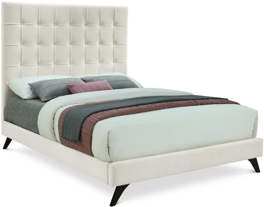 Meridian Furniture - Elly Cream Velvet Full Bed - EllyCream-F veiw 1