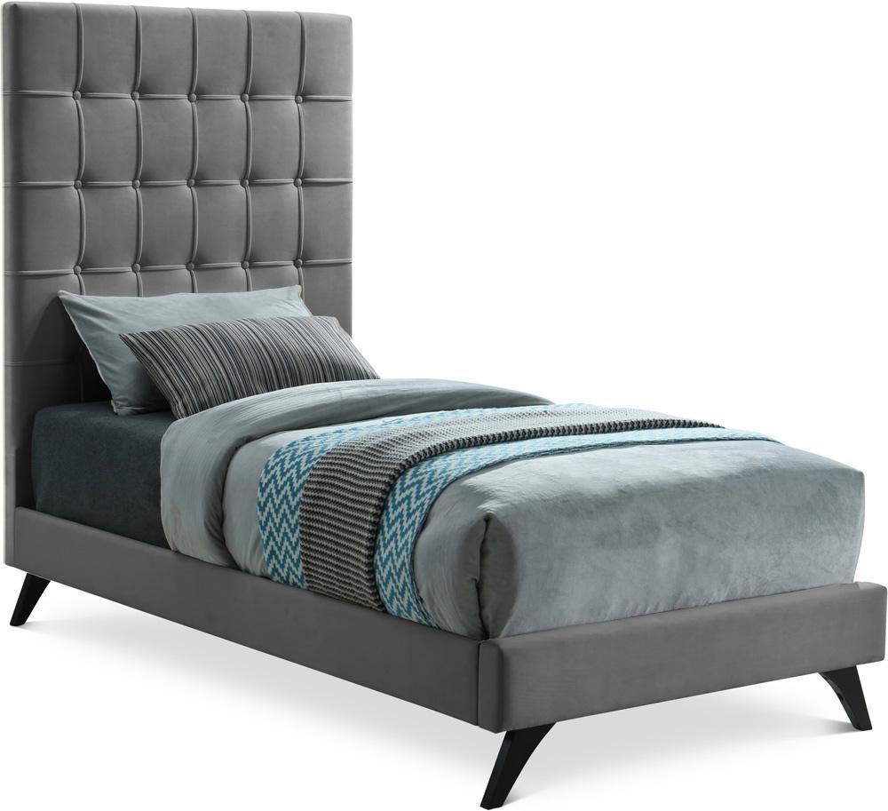 Meridian Furniture - Elly Grey Velvet Twin Bed - EllyGrey-T veiw 1