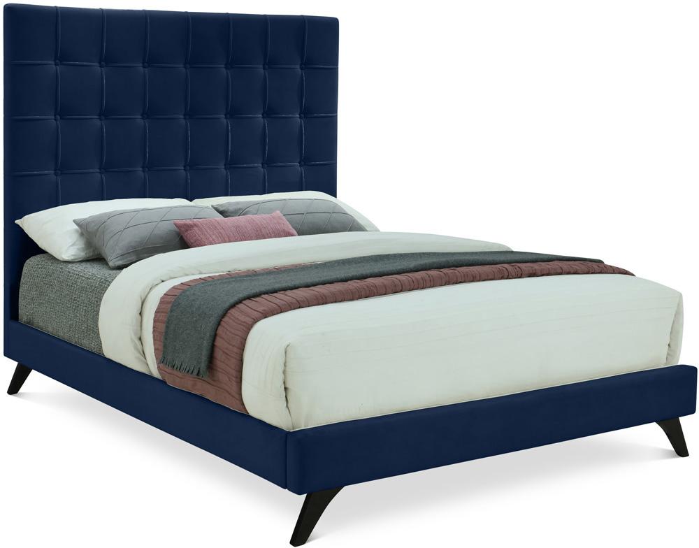 Meridian Furniture - Elly Navy Velvet King Bed - EllyNavy-K veiw 1