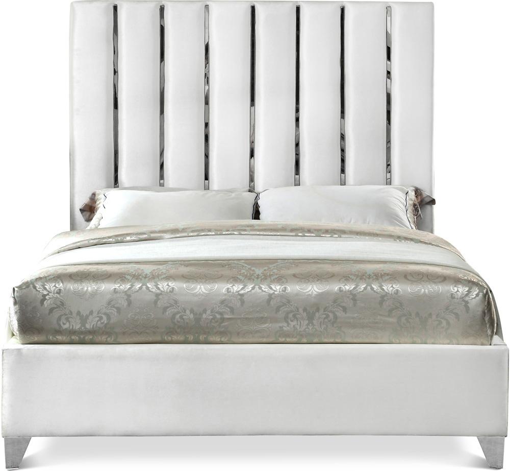 Meridian Furniture - Enzo White Velvet Full Bed - EnzoWhite-F veiw 1