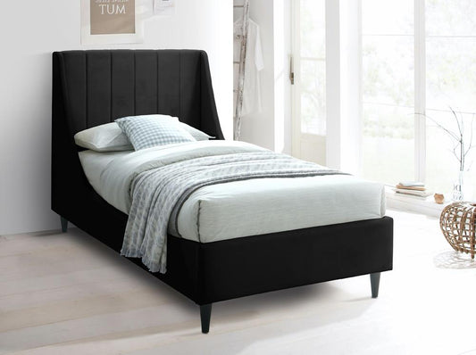Meridian Furniture - Eva Black Velvet Twin Bed - EvaBlack-T veiw 2