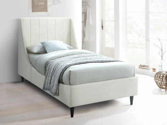 Meridian Furniture - Eva Cream Velvet Twin Bed - EvaCream-T veiw 2
