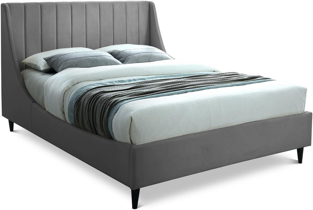 Meridian Furniture - Eva Grey Velvet Full Bed - EvaGrey-F veiw 1