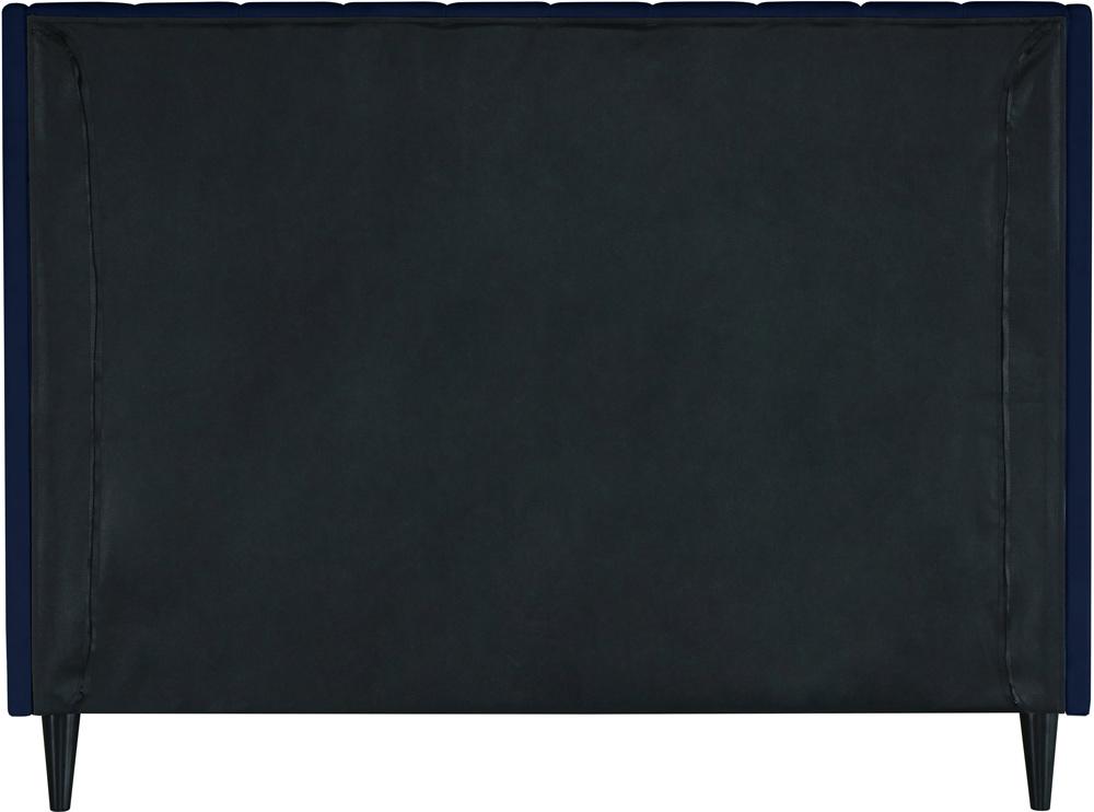 Meridian Furniture - Eva Navy Velvet Queen Bed - EvaNavy-Q veiw 6