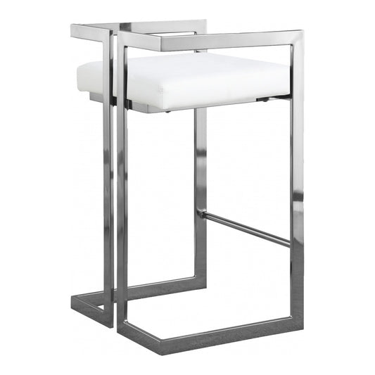 Meridian Furniture - Ezra White Vegan Leather Stool (Set of 2) - 910White-C veiw 2