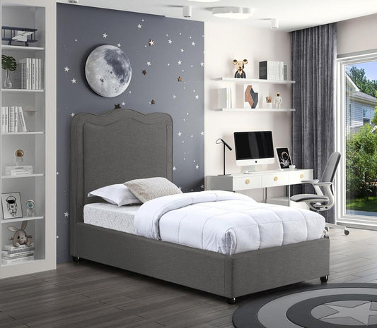Meridian Furniture - Felix Grey Linen Textured Fabric Twin Bed - FelixGrey-T veiw 2