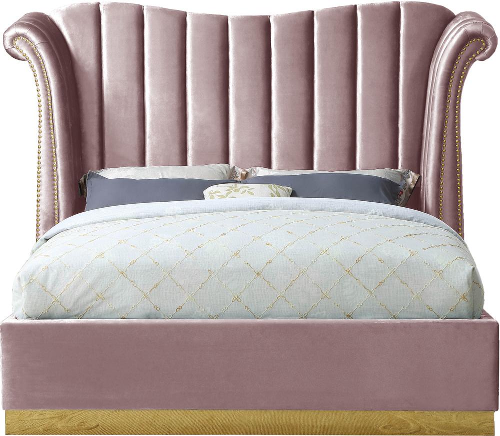 Meridian Furniture - Flora Pink Velvet King Bed - FloraPink-K veiw 3