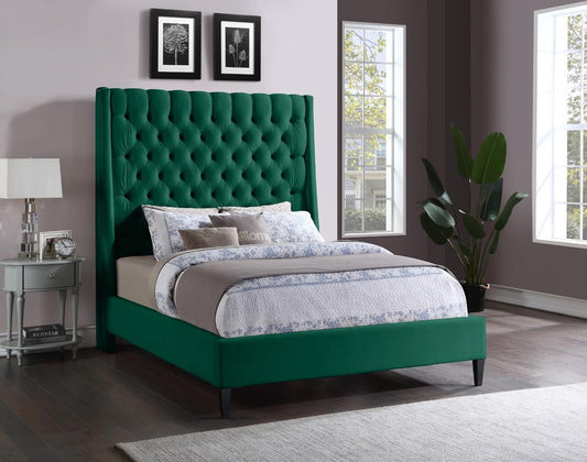 Meridian Furniture - Fritz Green Velvet Full Bed - FritzGreen-F veiw 2