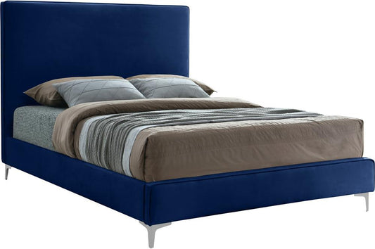 Meridian Furniture - Geri Navy Velvet Full Bed - GeriNavy-F veiw 2
