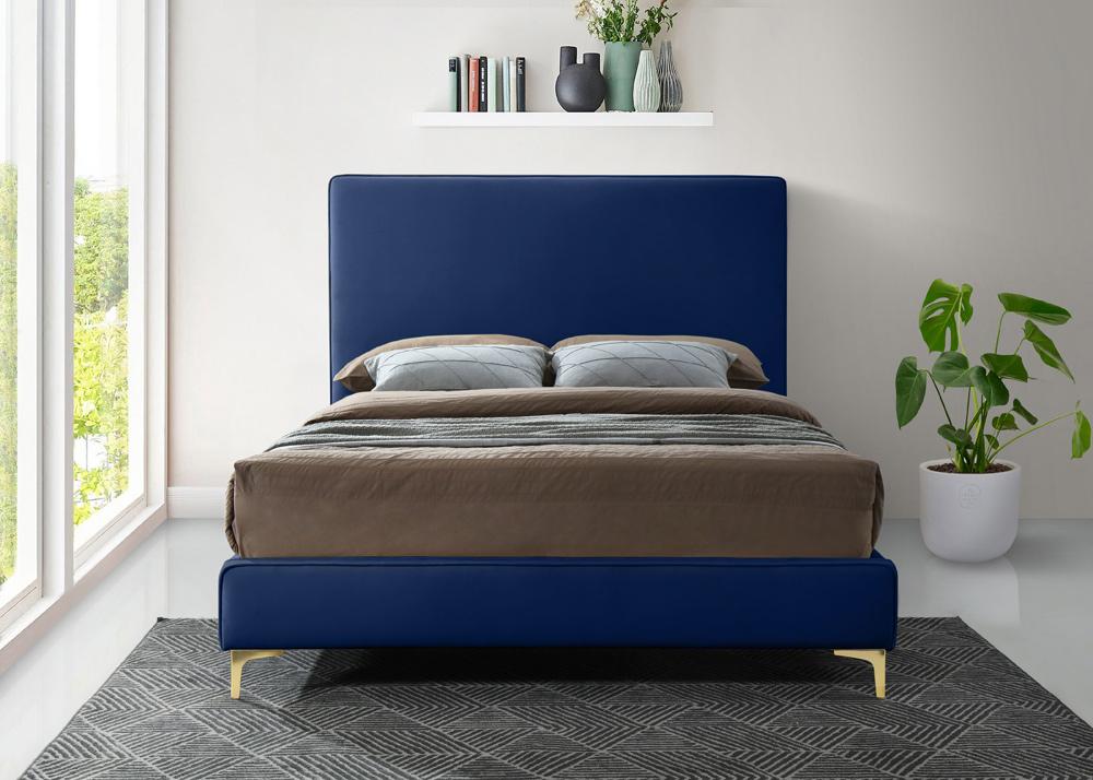 Meridian Furniture - Geri Navy Velvet Queen Bed - GeriNavy-Q veiw 7