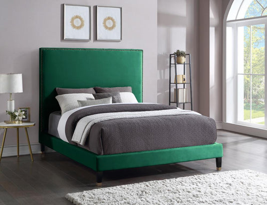 Meridian Furniture - Harlie Green Velvet King Bed - HarlieGreen-K veiw 2
