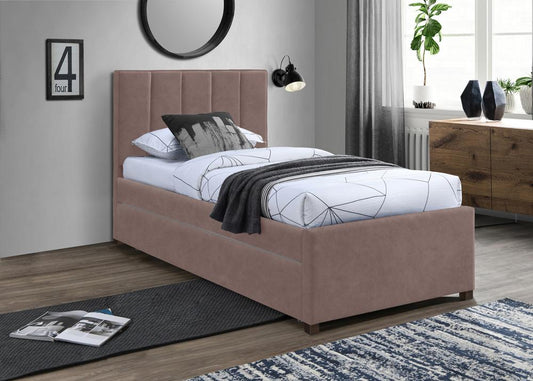 Meridian Furniture - Hudson Brown Vegan Leather Twin Trundle Bed - HudsonBrown-T veiw 2
