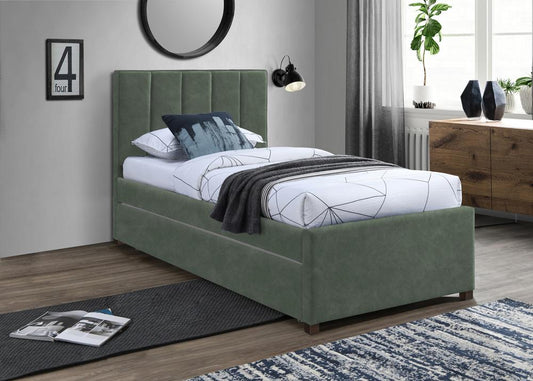 Meridian Furniture - Hudson Green Vegan Leather Twin Trundle Bed - HudsonGreen-T veiw 2