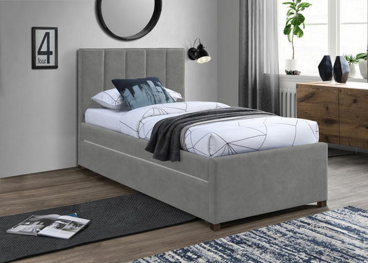 Meridian Furniture - Hudson Grey Vegan Leather Twin Trundle Bed - HudsonGrey-T veiw 2
