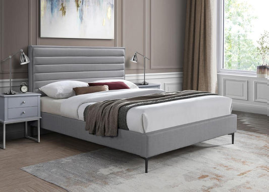 Meridian Furniture - Hunter Grey Linen Textured Queen Bed - HunterGrey-Q veiw 2