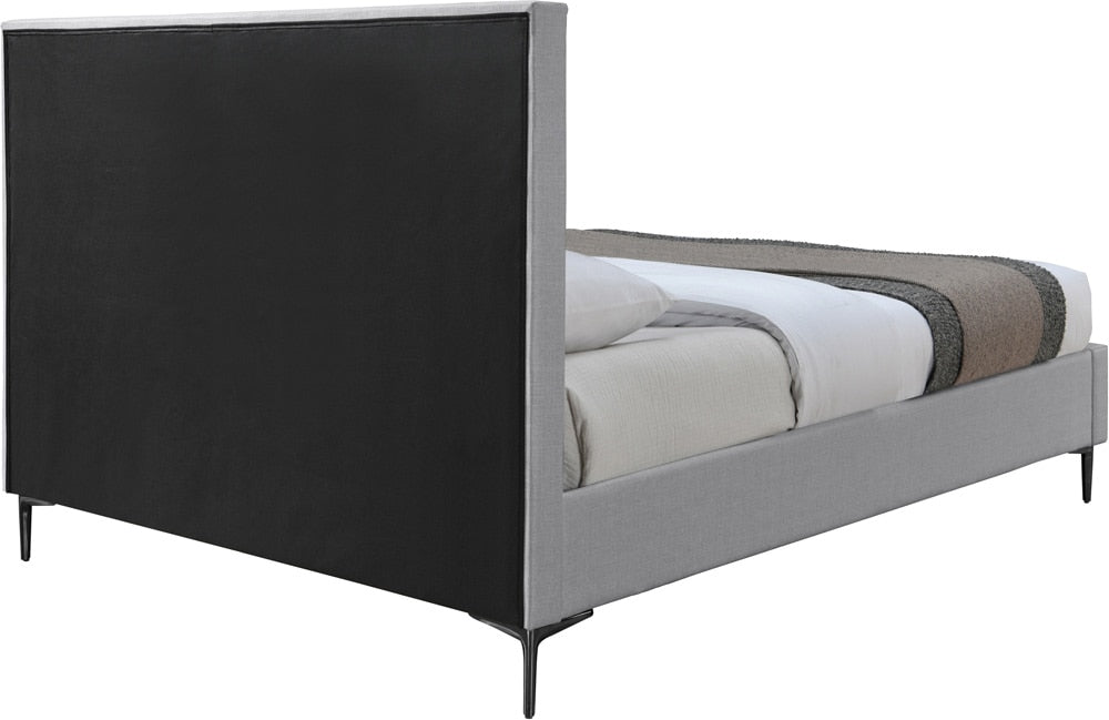 Meridian Furniture - Hunter Grey Linen Textured Queen Bed - HunterGrey-Q veiw 7