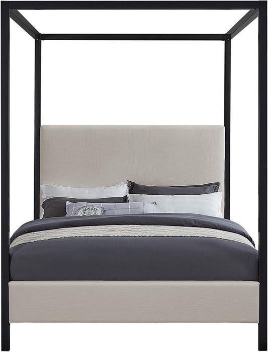 Meridian Furniture - James Beige Linen Textured Fabric Full Bed - JamesBeige-F veiw 3