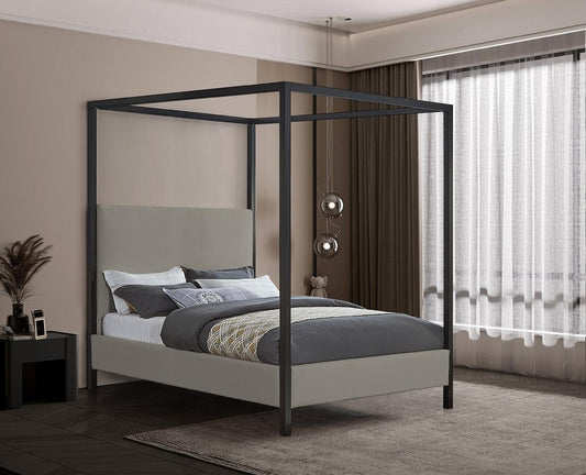 Meridian Furniture - James Grey Linen Textured Fabric Full Bed - JamesGrey-F veiw 2