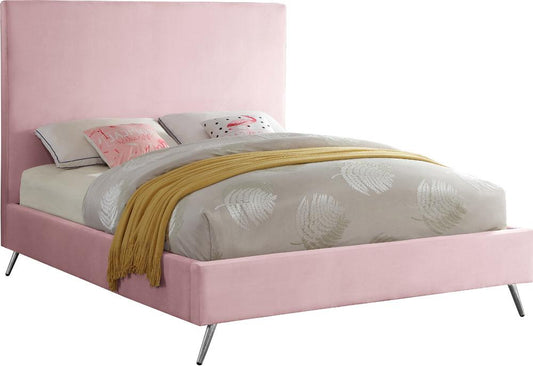 Meridian Furniture - Jasmine Pink Velvet King Bed - JasminePink-K veiw 2