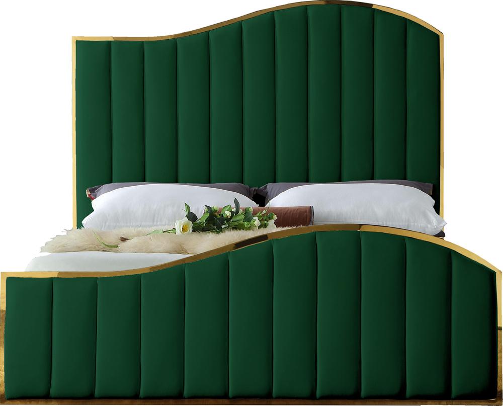 Meridian Furniture - Jolie Green Velvet King Bed - JolieGreen-K veiw 3