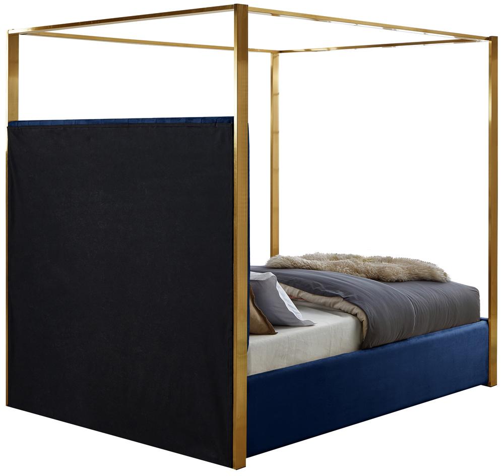 Meridian Furniture - Jones Navy Velvet King Bed - JonesNavy-K veiw 6