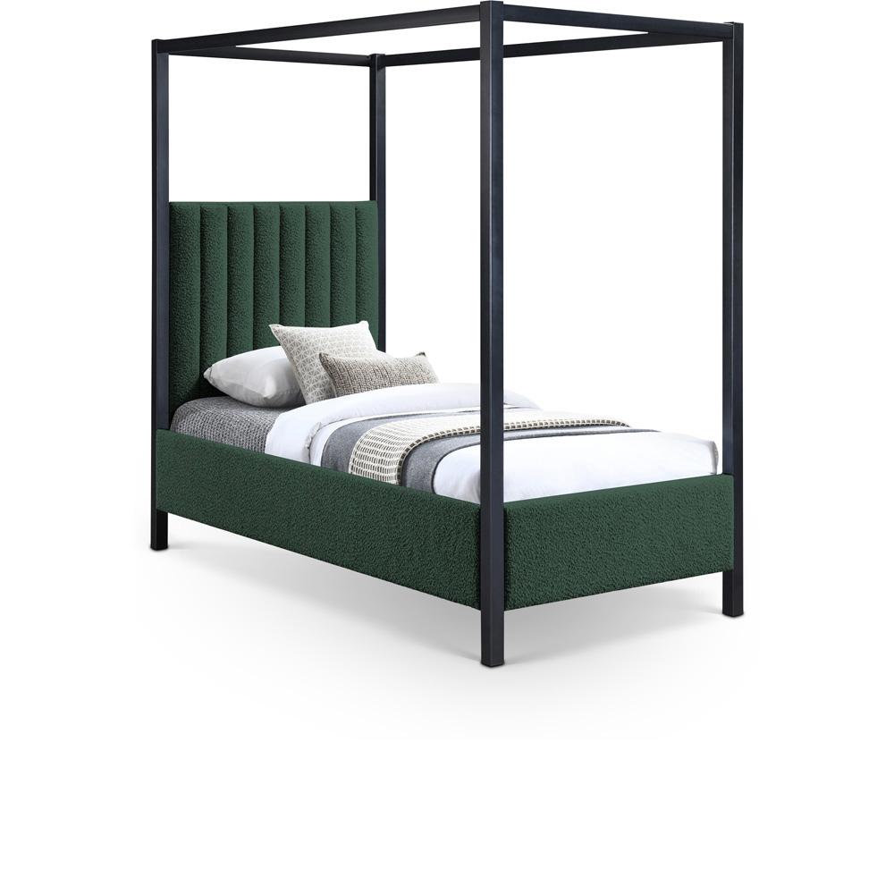 Meridian Furniture - Kelly Green Boucle Fabric Twin Bed - KellyGreen-T veiw 1