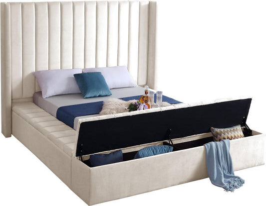Meridian Furniture - Kiki Cream Velvet King Bed - KikiCream-K veiw 2
