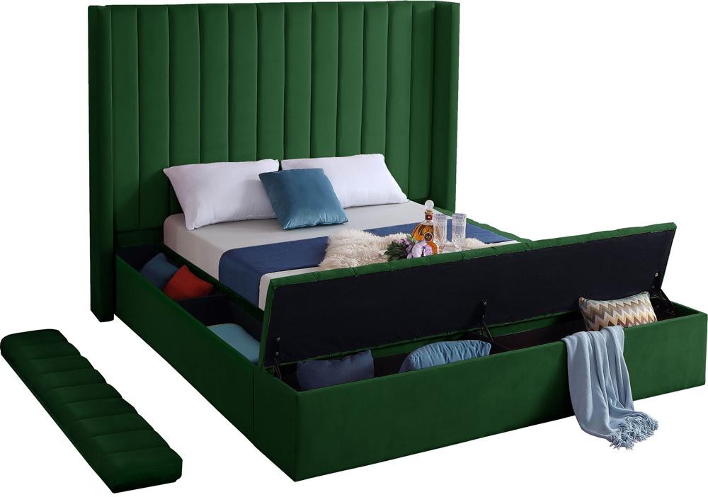 Meridian Furniture - Kiki Green Velvet King Bed - KikiGreen-K veiw 7