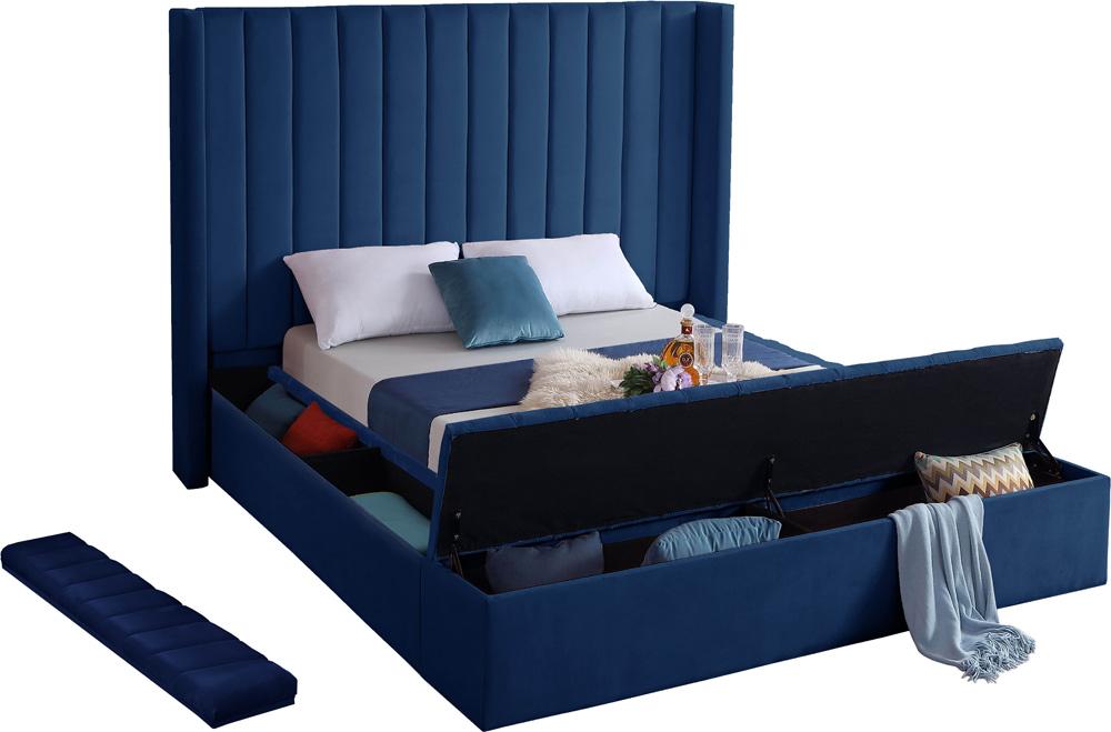 Meridian Furniture - Kiki Navy Velvet Full Bed - KikiNavy-F veiw 7