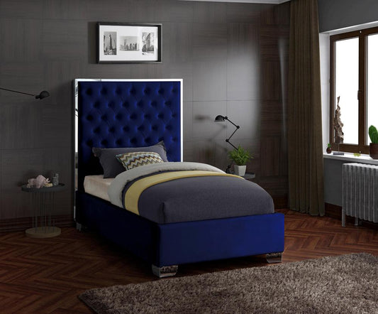 Meridian Furniture - Lexi Navy Velvet Twin Bed - LexiNavy-T veiw 2