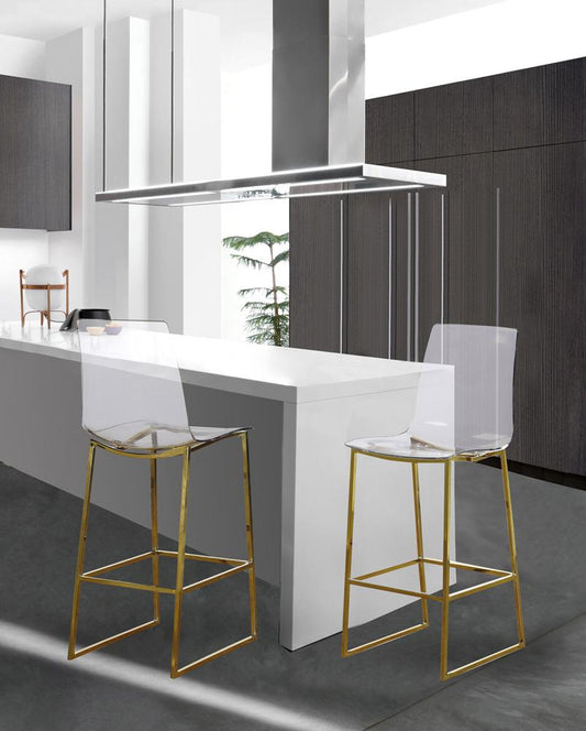 Meridian Furniture - Lumen Gold Metal/Lucite Polycarbonate Stool - 719 veiw 2