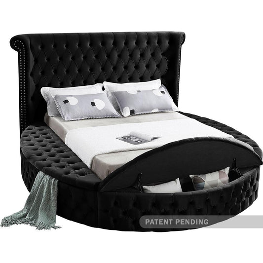 Meridian Furniture - Luxus Black Velvet King Bed - LuxusBlack-K veiw 2