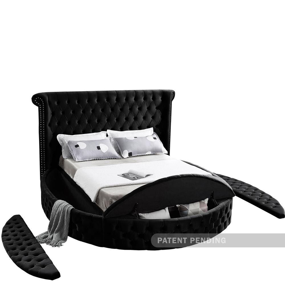 Meridian Furniture - Luxus Black Velvet Queen Bed - LuxusBlack-Q veiw 7