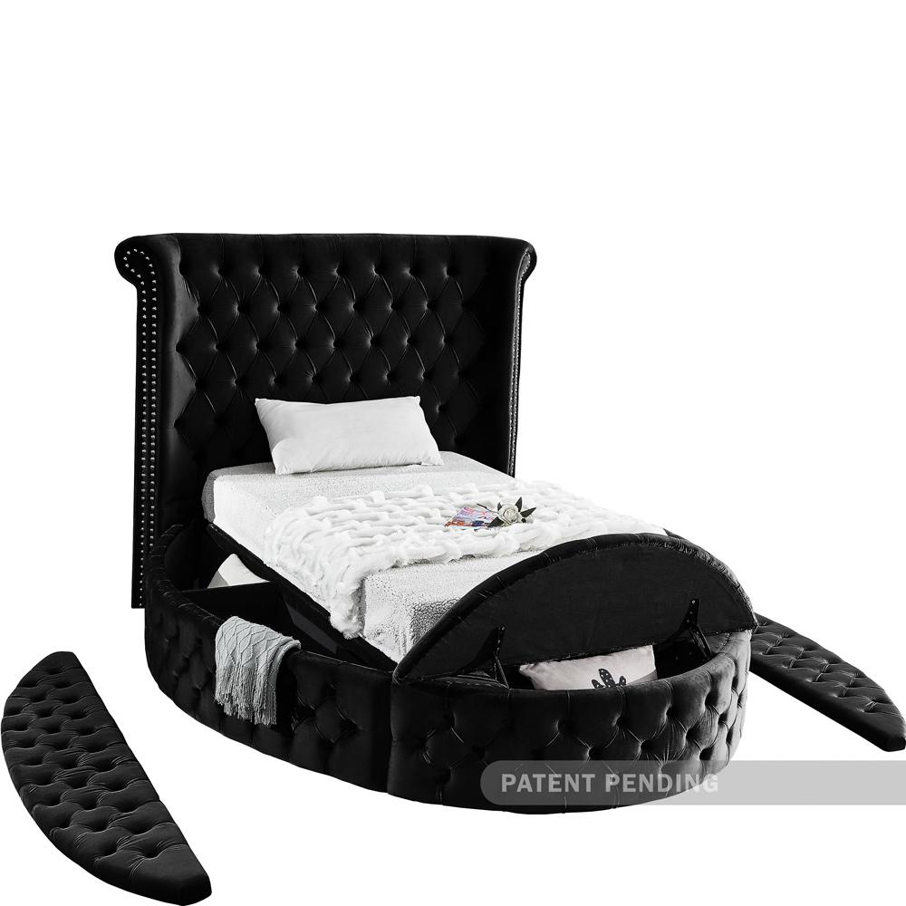 Meridian Furniture - Luxus Black Velvet Twin Bed - LuxusBlack-T veiw 7