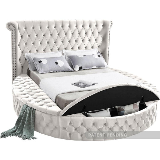 Meridian Furniture - Luxus Cream Velvet Full Bed - LuxusCream-F veiw 2