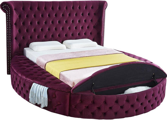 Meridian Furniture - Luxus Purple Velvet Full Bed - LuxusPurple-F veiw 2