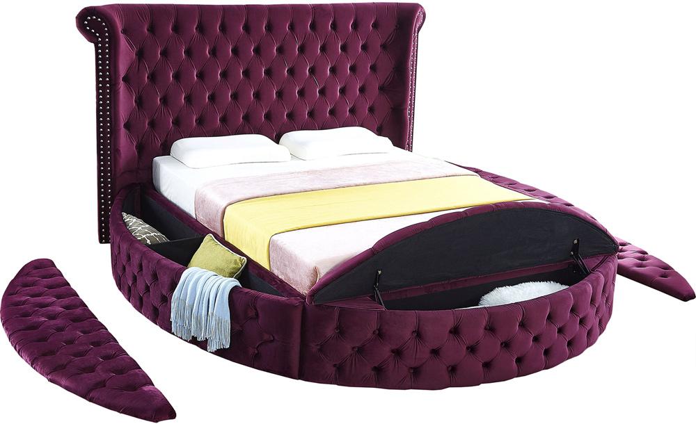 Meridian Furniture - Luxus Purple Velvet Full Bed - LuxusPurple-F veiw 7