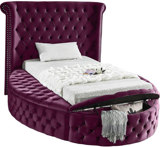 Meridian Furniture - Luxus Purple Velvet Twin Bed - LuxusPurple-T veiw 2