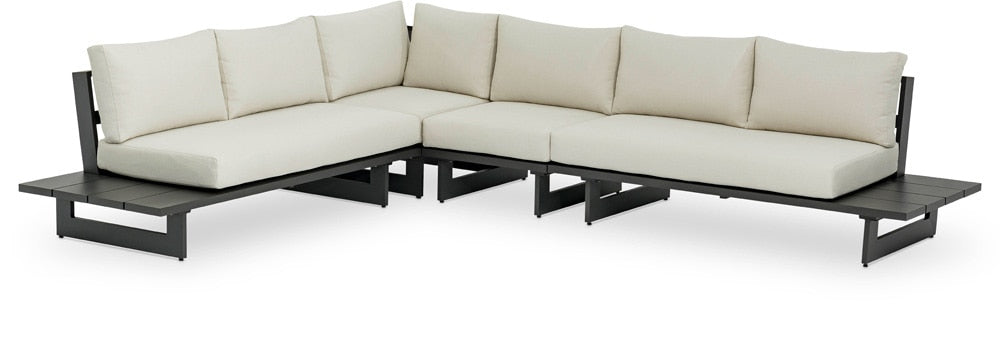 Meridian Furniture - Maldives Cream Water Resistant Fabric Outdoor Patio Modular Sectional - 4Pc - 338Cream-Sec1A veiw 1