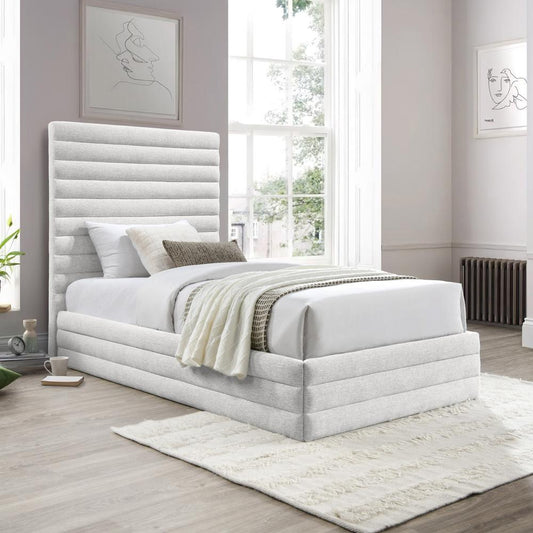 Meridian Furniture - Maxwell Cream Linen Textured Fabric Twin Bed - MaxwellCream-T veiw 2